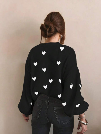 Cumbria Heart Pattern Loose Knit Sweater