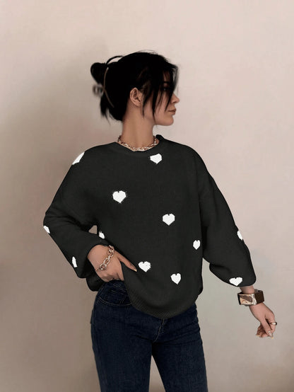 Cumbria Heart Pattern Loose Knit Sweater