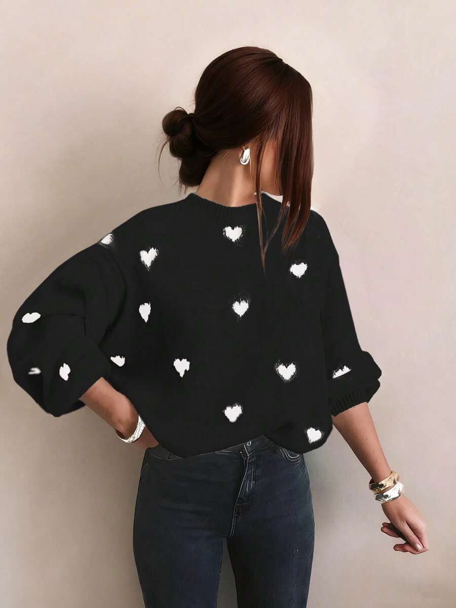 Cumbria Heart Pattern Loose Knit Sweater