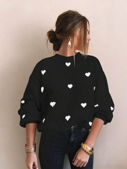 Cumbria Heart Pattern Loose Knit Sweater