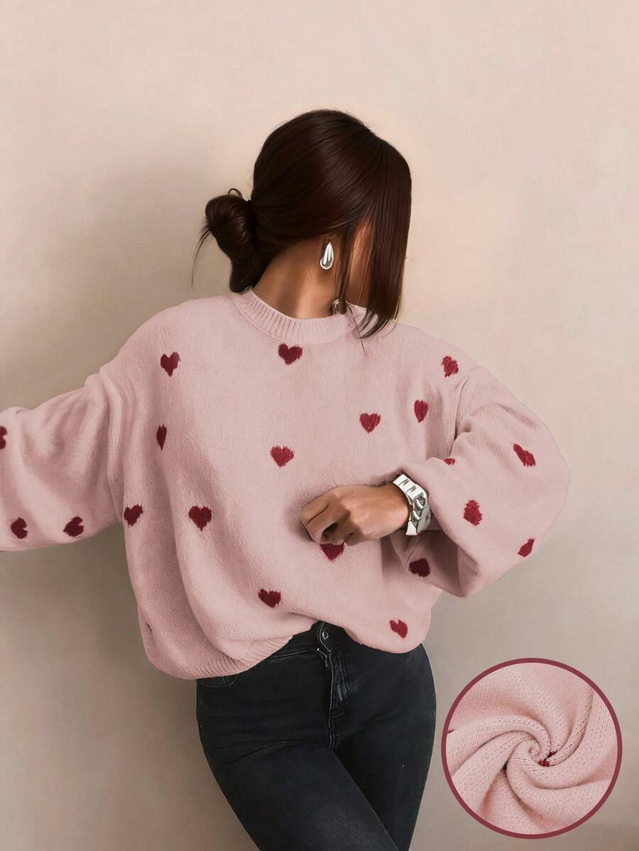 Cumbria Heart Pattern Loose Knit Sweater