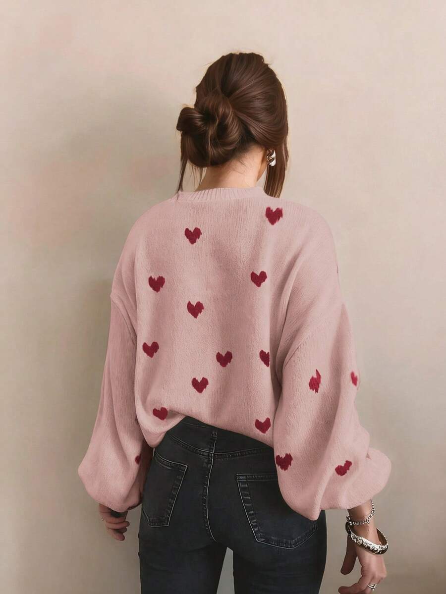 Cumbria Heart Pattern Loose Knit Sweater