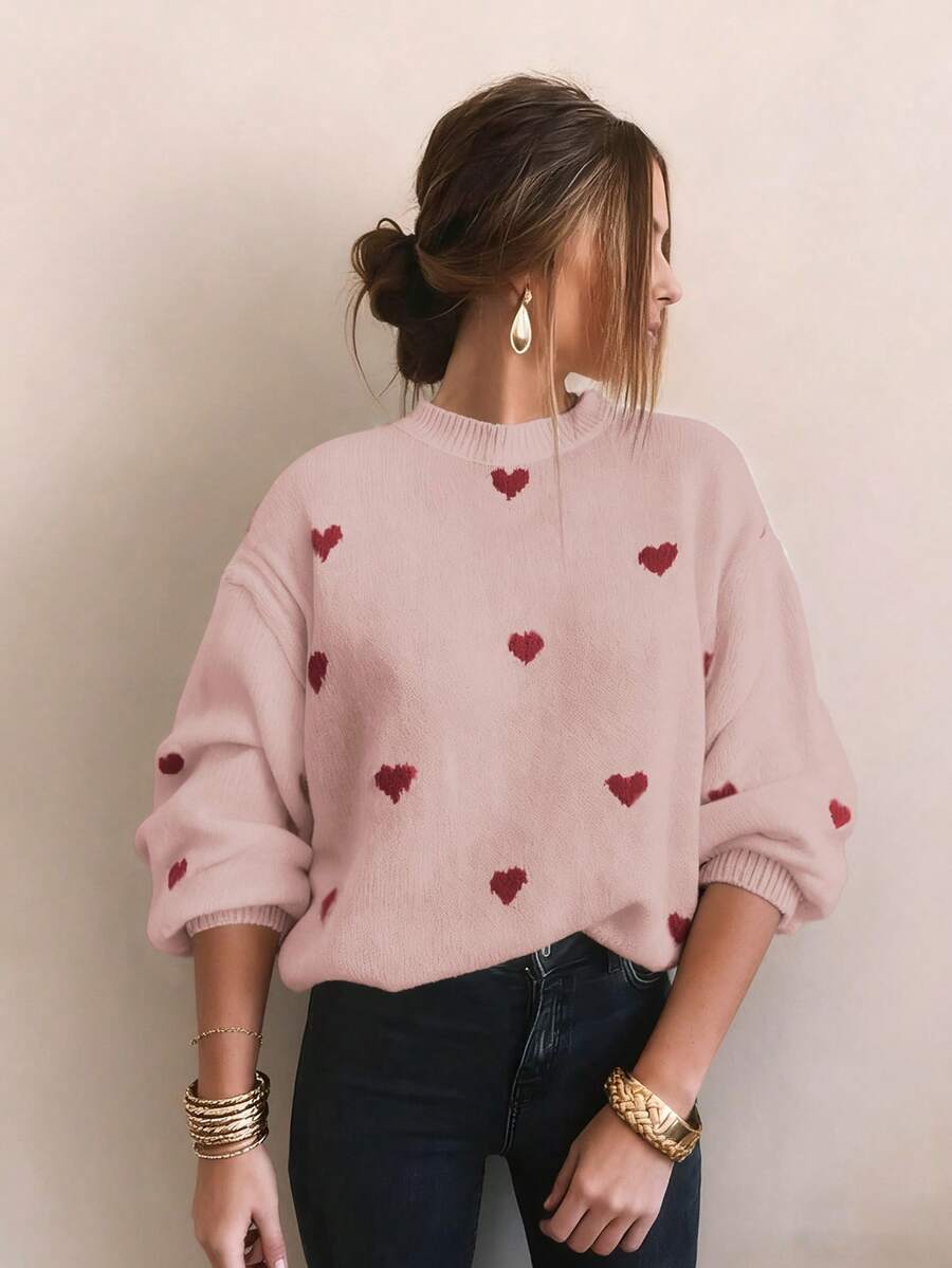 Cumbria Heart Pattern Loose Knit Sweater