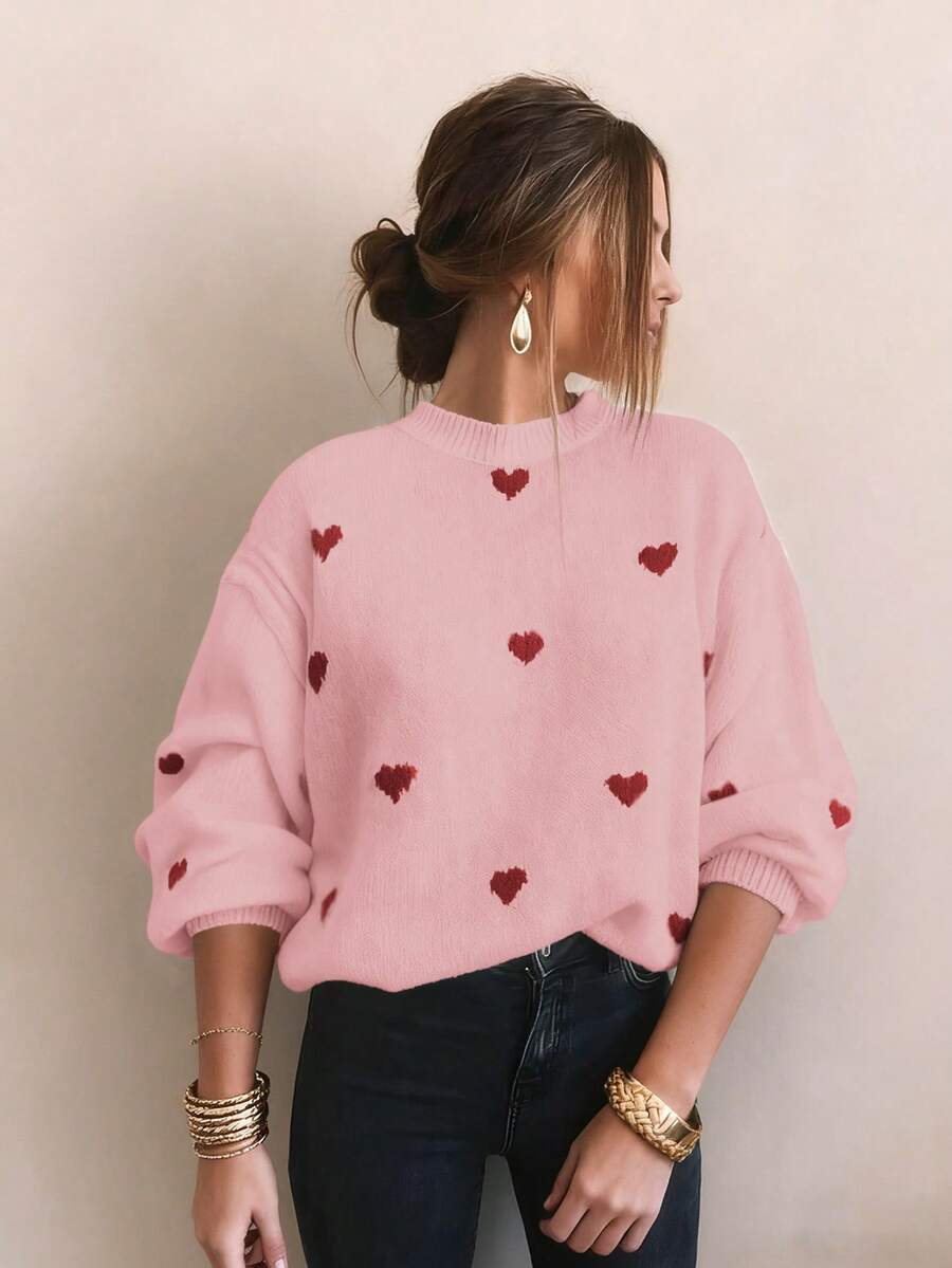 Cumbria Heart Pattern Loose Knit Sweater