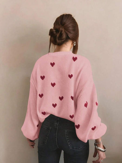 Cumbria Heart Pattern Loose Knit Sweater