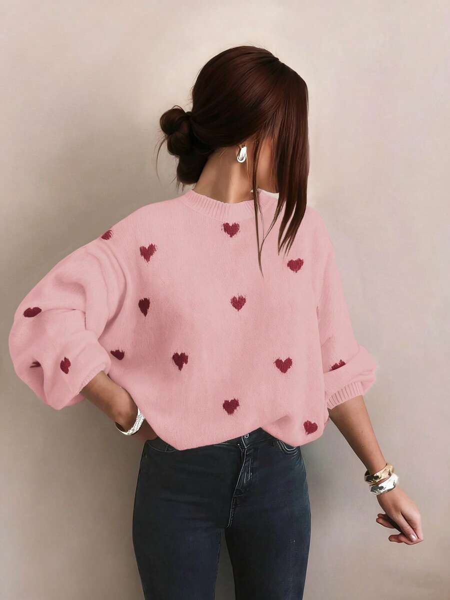 Cumbria Heart Pattern Loose Knit Sweater