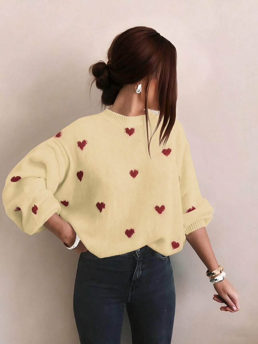 Cumbria Heart Pattern Loose Knit Sweater