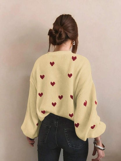 Cumbria Heart Pattern Loose Knit Sweater