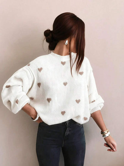 Cumbria Heart Pattern Loose Knit Sweater