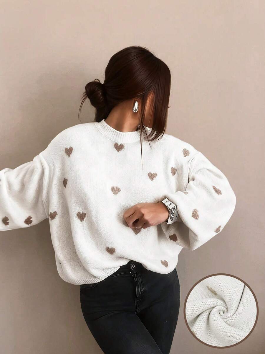 Cumbria Heart Pattern Loose Knit Sweater