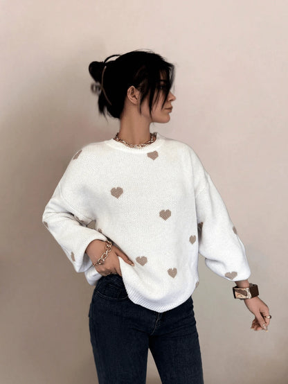 Cumbria Heart Pattern Loose Knit Sweater