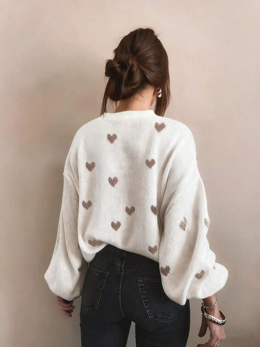 Cumbria Heart Pattern Loose Knit Sweater