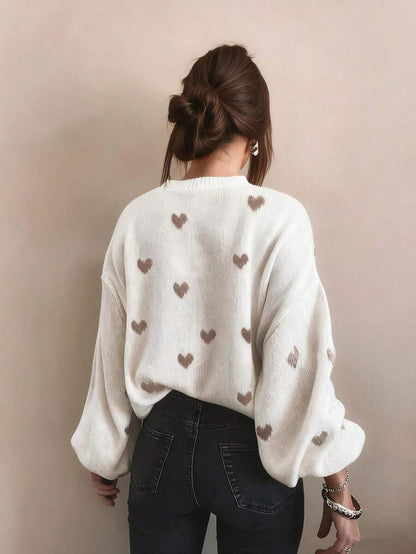 Cumbria Heart Pattern Loose Knit Sweater