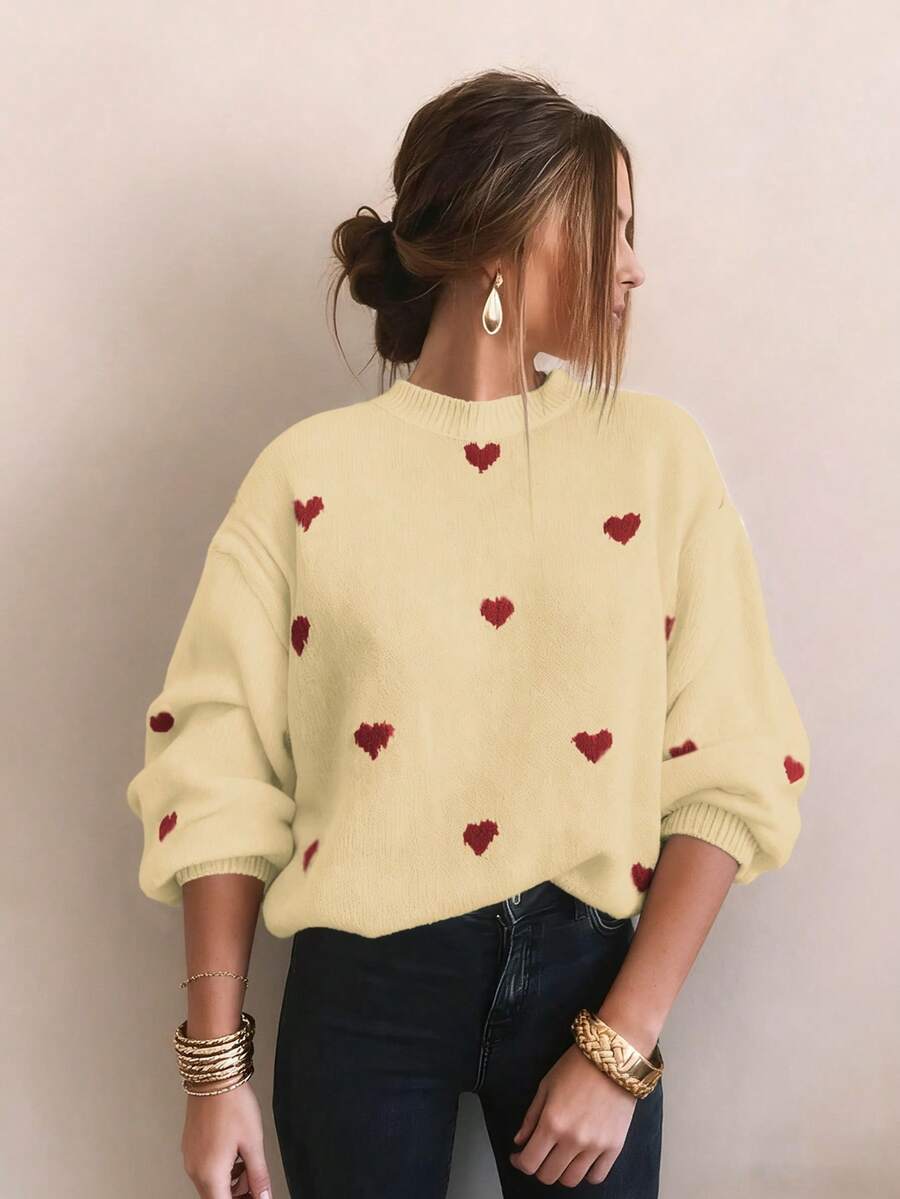 Cumbria Heart Pattern Loose Knit Sweater