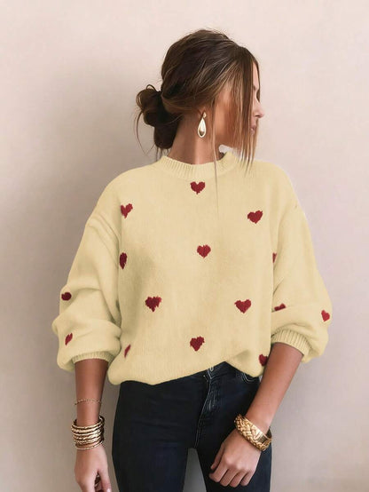 Cumbria Heart Pattern Loose Knit Sweater
