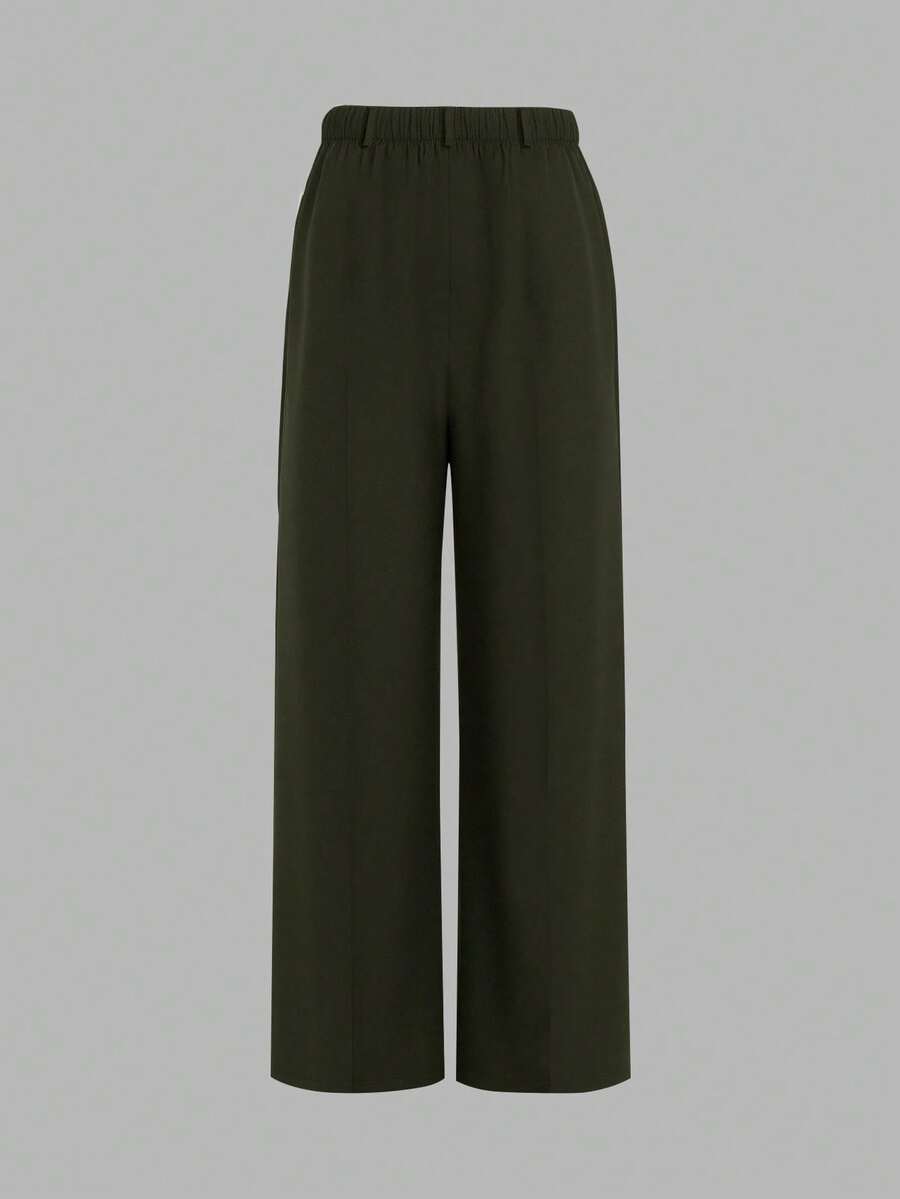 Marcella Tailored High Waist Straight Leg Trousers - Dark Olive
