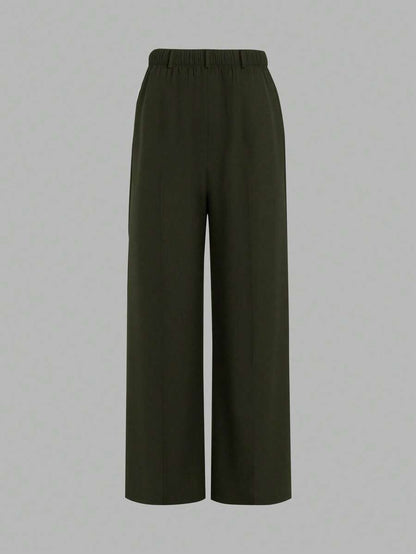 Marcella Tailored High Waist Straight Leg Trousers - Dark Olive