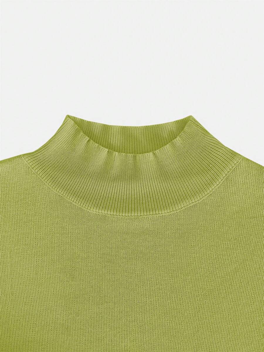 Women's Mock Neck Short Sleeve Knit Top, Fitted Sweater Tee for Work and Layering - Royal Blue