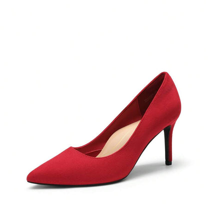Women's Pointed Toe Stiletto Pumps, 3.35 Inch High Heel Faux Leather Slip On Dress Shoes for Work and Events