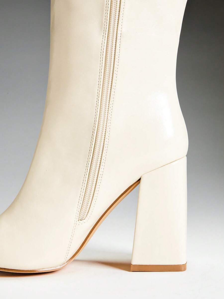 SHUZIA Women's Fashionable & Comfortable Knee-High Side Zipper Chunky Heel Boots Mensa