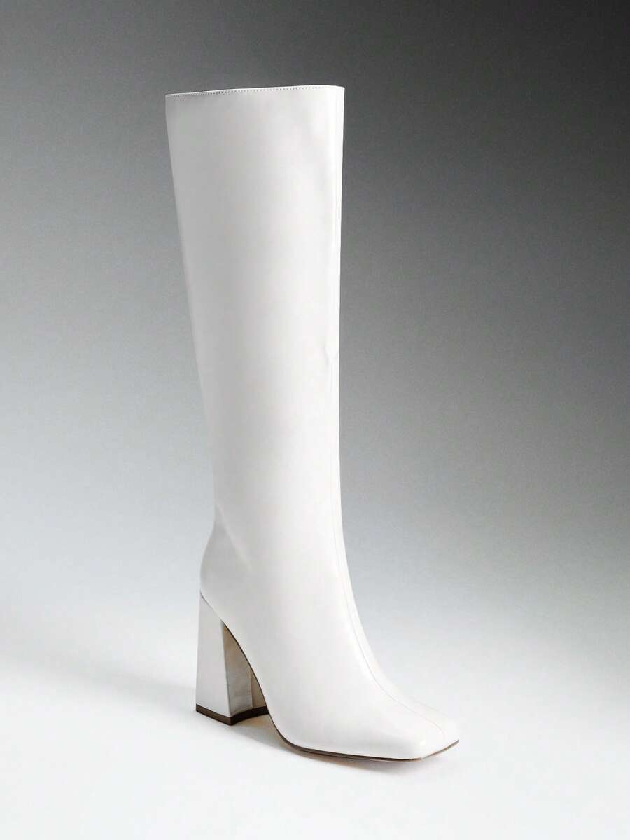 SHUZIA Women's Fashionable & Comfortable Knee-High Side Zipper Chunky Heel Boots Mensa
