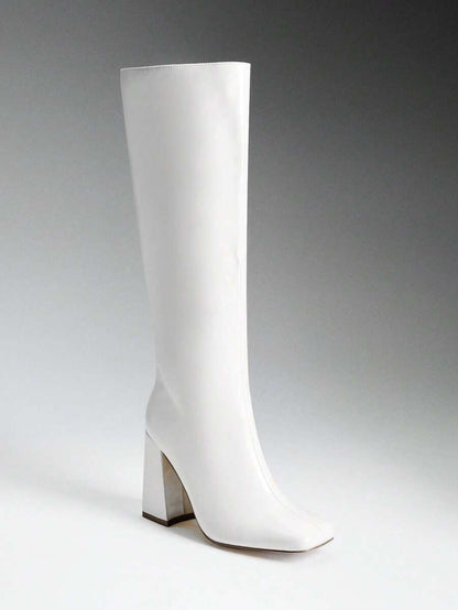 SHUZIA Women's Fashionable & Comfortable Knee-High Side Zipper Chunky Heel Boots Mensa