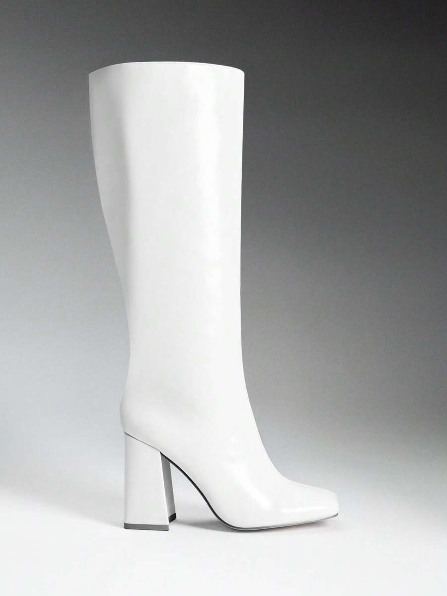 SHUZIA Women's Fashionable & Comfortable Knee-High Side Zipper Chunky Heel Boots Mensa