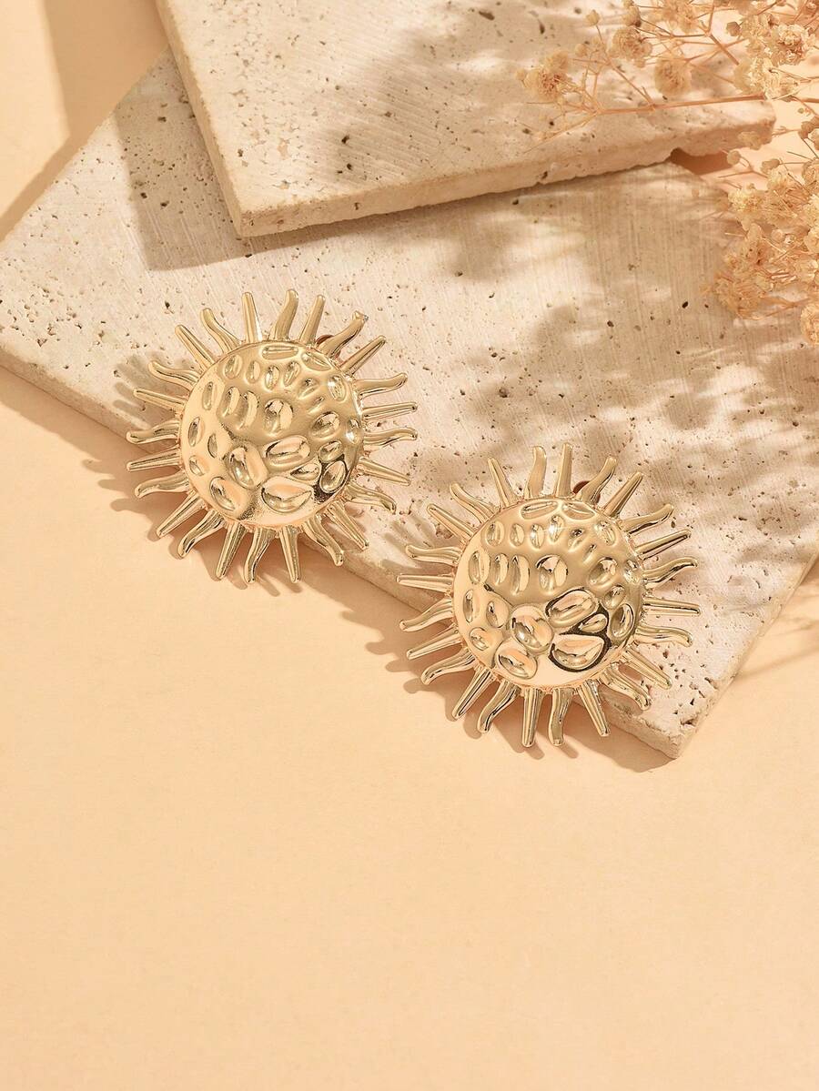 Women's Asymmetrical Gold Drop Earrings, Wavy Metal Hook Statement Earrings, Minimalist Everyday Jewelry