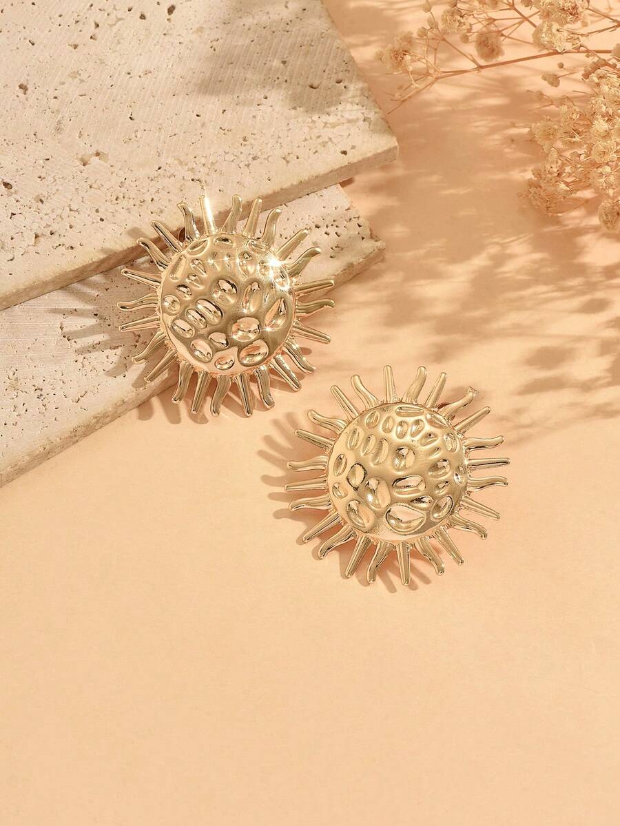 Women's Asymmetrical Gold Drop Earrings, Wavy Metal Hook Statement Earrings, Minimalist Everyday Jewelry