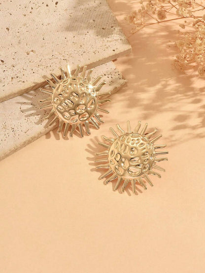 Women's Asymmetrical Gold Drop Earrings, Wavy Metal Hook Statement Earrings, Minimalist Everyday Jewelry