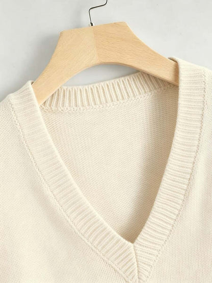 Marisa Fine Knit V-Neck Sleeveless Sweater Vest - Blue