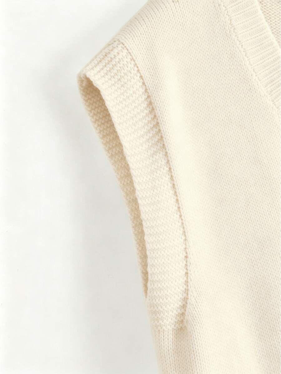 Marisa Fine Knit V-Neck Sleeveless Sweater Vest - Brown