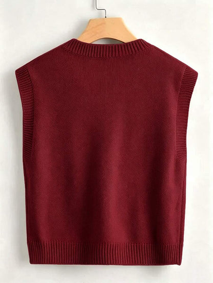 Marisa Fine Knit V-Neck Sleeveless Sweater Vest - Pink