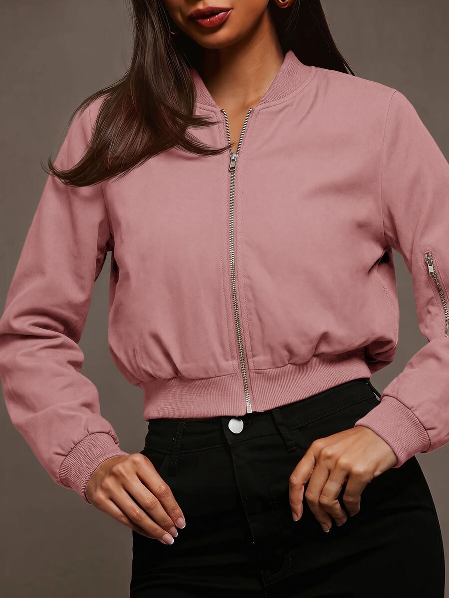 Steamboat Zip Up Bomber Jacket with Ribbed Trim