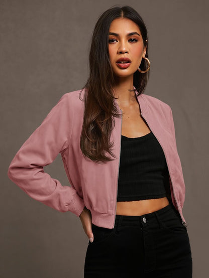 Steamboat Zip Up Bomber Jacket with Ribbed Trim