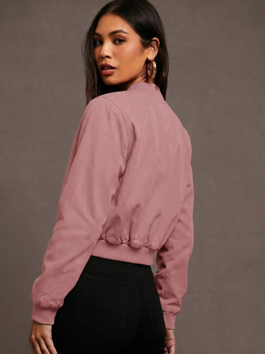 Steamboat Zip Up Bomber Jacket with Ribbed Trim