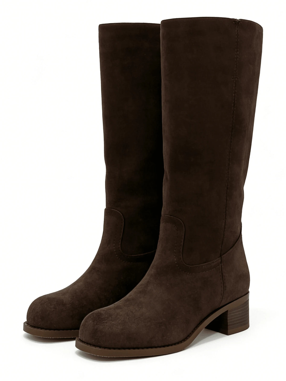 Knee High Boots For Woman Square Toe Fall Wide Calf Pull On Chunky Block Heeled Boots Riding Boots Autumn Casual Comfortable Block Heels For Women Mensa