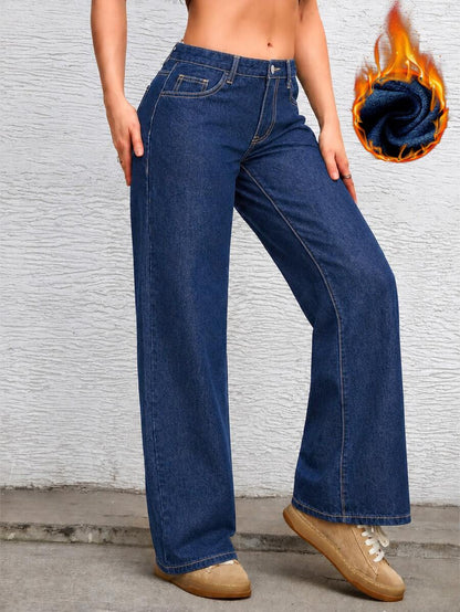 Ravenna High Waisted Wide Leg Baggy Jeans with Pockets