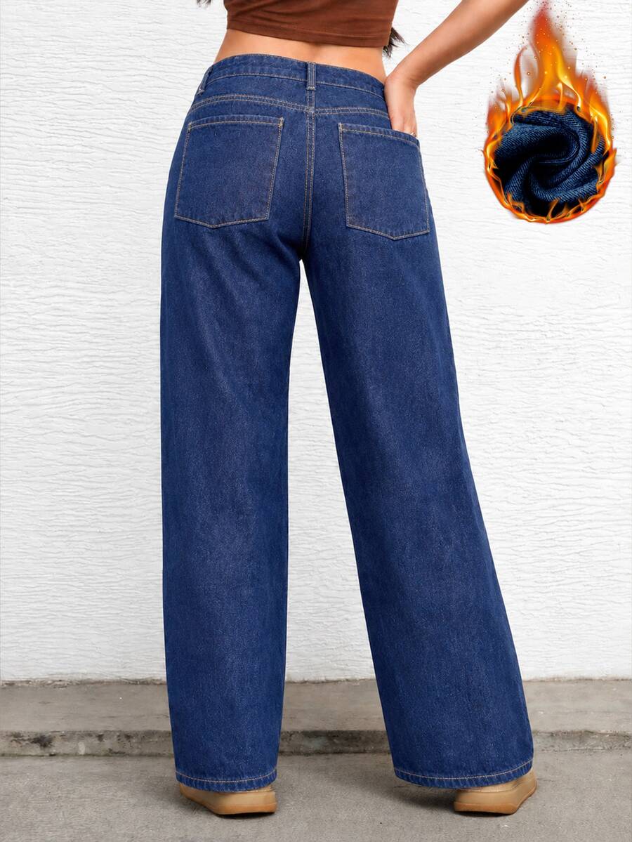 Ravenna High Waisted Wide Leg Baggy Jeans with Pockets