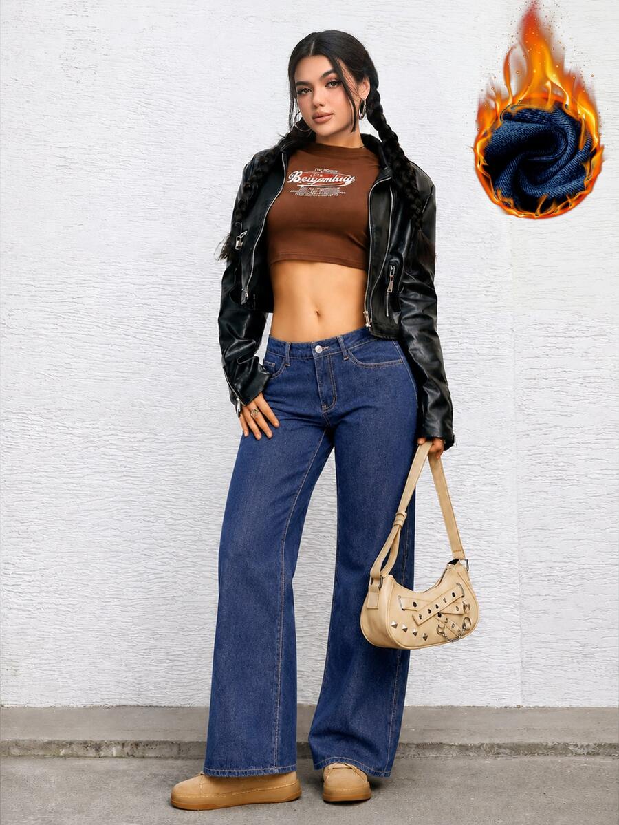 Ravenna High Waisted Wide Leg Baggy Jeans with Pockets
