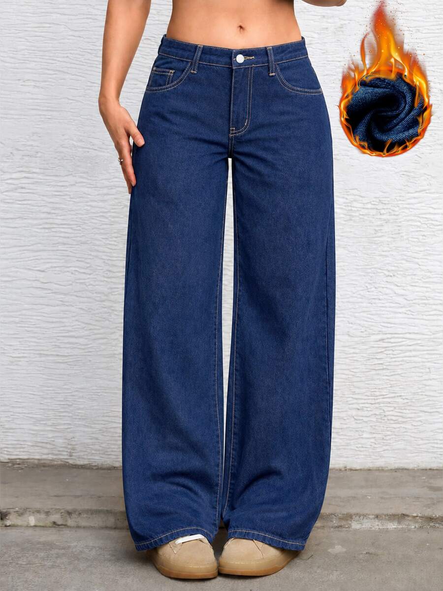 Ravenna High Waisted Wide Leg Baggy Jeans with Pockets