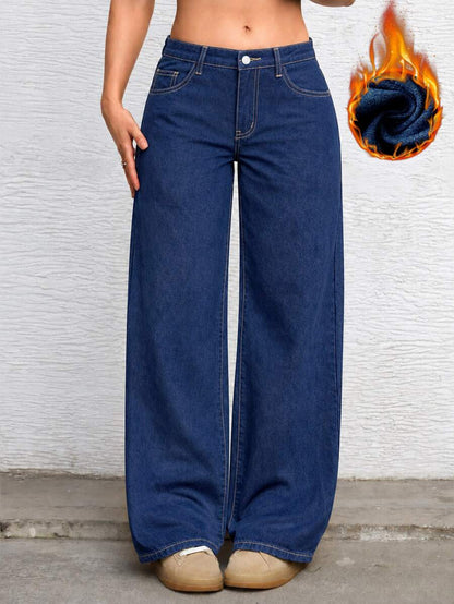 Ravenna High Waisted Wide Leg Baggy Jeans with Pockets