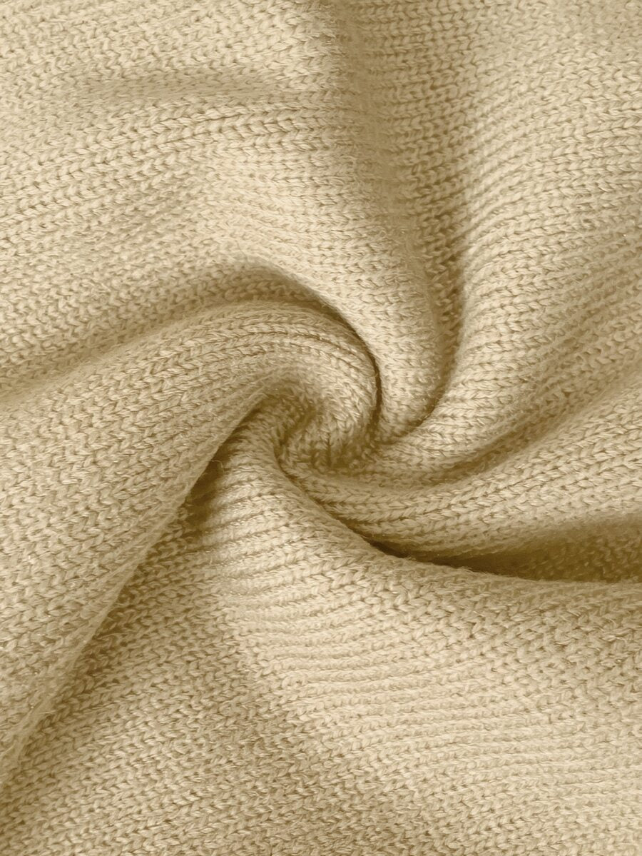 Henrietta Classic V-Neck Long Sleeve Knit Pullover Sweater - Khaki