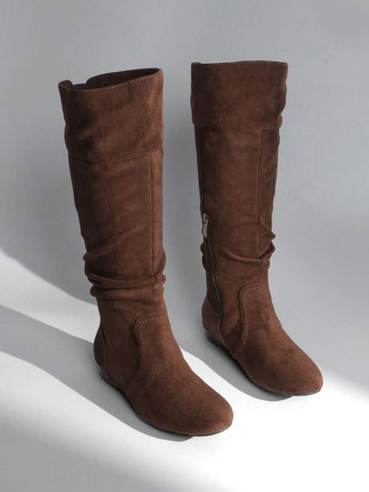 Women's  Black Knee High Pull On Winter Weather Black Boots Elegant & Fashionable Classic Slouchy Warm Gift  Boots Mensa