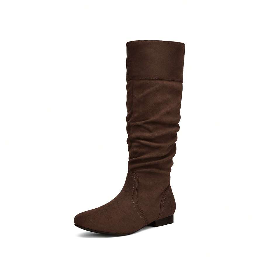 Women's  Black Knee High Pull On Winter Weather Black Boots Elegant & Fashionable Classic Slouchy Warm Gift  Boots Mensa