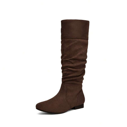 Women's  Black Knee High Pull On Winter Weather Black Boots Elegant & Fashionable Classic Slouchy Warm Gift  Boots Mensa