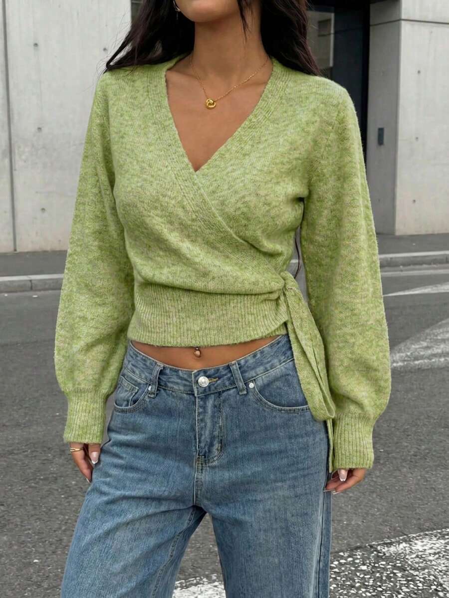 Salzburg Wrap Tie Waist Knit Cardigan Sweater