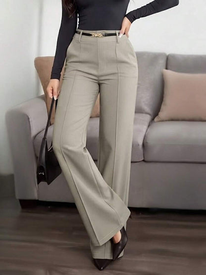Honora High Waist Seamed Straight Leg Trousers - Stone
