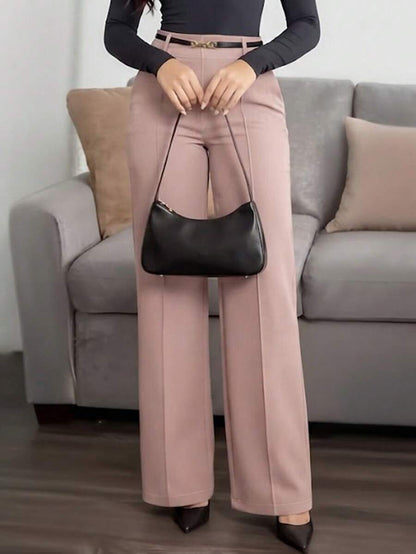 Honora High Waist Seamed Straight Leg Trousers - Blush Pink