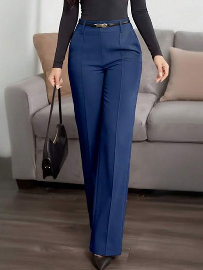 Honora High Waist Seamed Straight Leg Trousers - Royal Blue